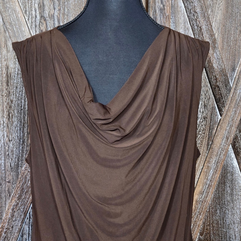 Bleeker & McDougal Brown Cowl Neck Sleeveless Top XL D2GRVBK8 Made in USA